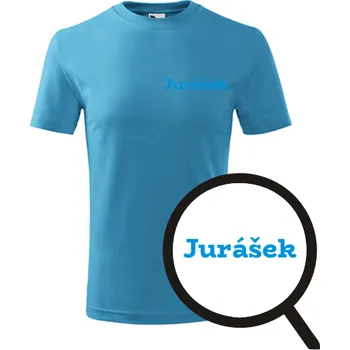 Tyrkysové dětské tričko Jurášek - dětské tričko se jménem - barva tyrkysová - velikost 12let