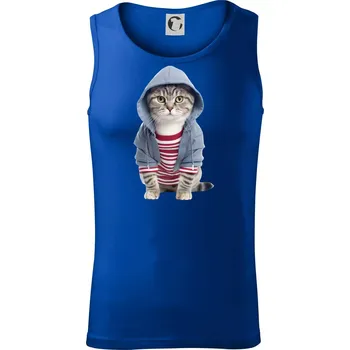 Kočka v pruhovaném triku - Tílko pánské Core - L ( Královská modrá )