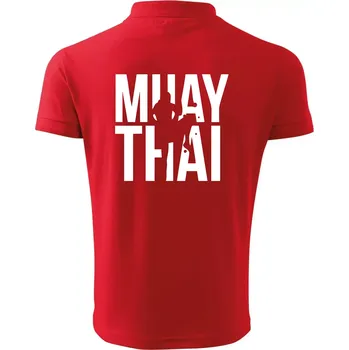 Pánská košile Nápis Muay Thai - Polokošile pánská Pique Polo 203 - XL ( Červená )