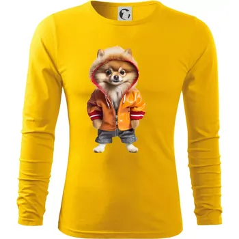 Pánské oblečení Pomeranian v bundě - Triko s dlouhým rukávem FIT-T long sleeve - 2XL ( Žlutá )