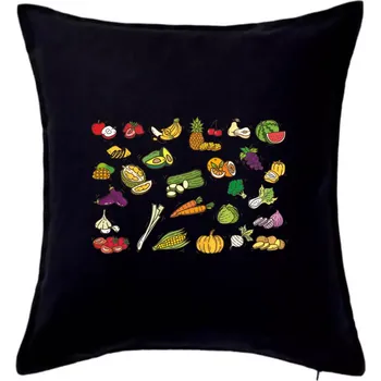 Polštář Ovoce a zelenina - Polštář 50x50 - 50x50 - Pouze potah ( Černá )