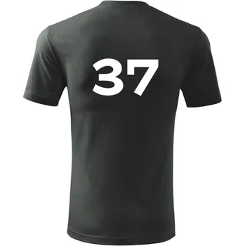 Pánská móda Grafitové tričko s číslem 37 - na fotbal - fotbalové tričko - barva antracit - velikost XXXL