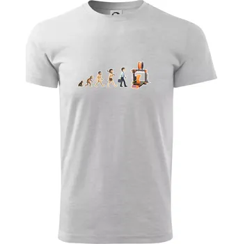 Evoluce 3D tisk - Triko extra velké (5-8XL) - 7XL ( Světlešedý Melír )