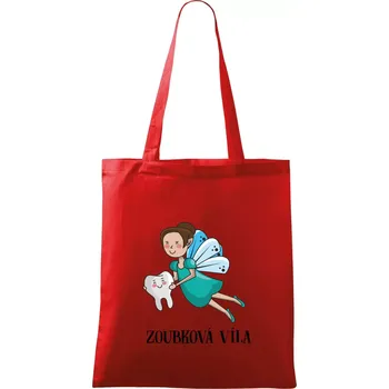 Nákupní taška Zoubková víla - Taška bavlněná - 42 x 38 cm ( Červená )