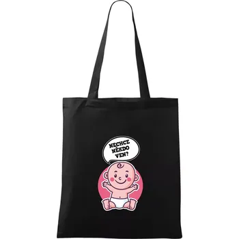 Nákupní taška Nechce někdo ven - Triko pro porodní asistentku - Taška bavlněná - 42 x 38 cm ( Černá )