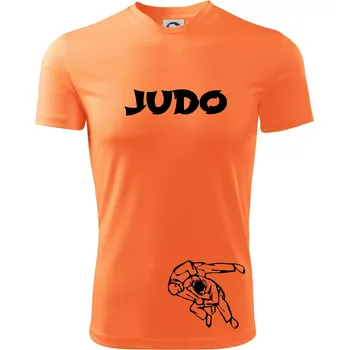 Chlapecké tričko Judo nápis + postavy - Dětské triko sportovní (dresovina) - 122 cm/6 let ( Neon mandarine )