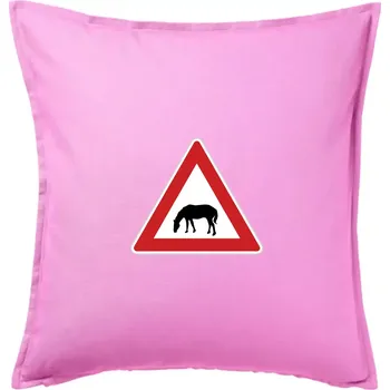 Polštář Dopravní značka - Pozor pasoucí se kůň - Polštář 50x50 - 50x50 - Pouze potah ( Růžová )