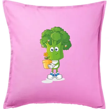 Polštář Brokolice zahrádkář - Polštář 50x50 - 50x50 - Pouze potah ( Růžová )