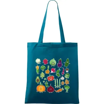 Veselá zelenina - Taška bavlněná - 42 x 38 cm ( Petrolejová )
