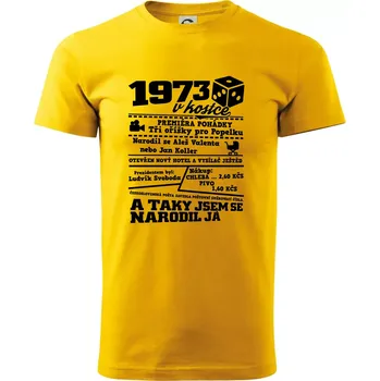 Pánské tričko 1973 v kostce - Triko extra velké (5-8XL) - 7XL ( Žlutá )