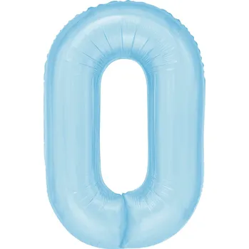 Balónek Id_2339_0_bł FÓLIOVÝ BALÓNEK ČÍSLICE 0 SVĚTLE MODRÁ MODRÝ BALÓNKY 100 cm NULA LET
