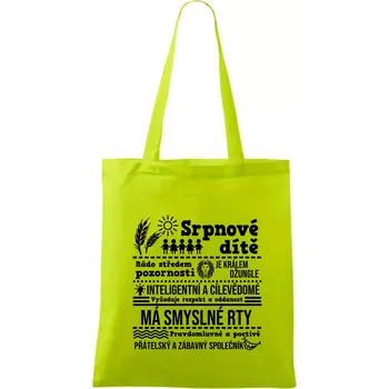 Narozeniny srpen - Taška bavlněná - 42 x 38 cm ( Limetková )