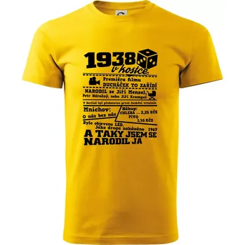 Pánské tričko 1938 v kostce - Triko extra velké (5-8XL) - 8XL ( Žlutá )