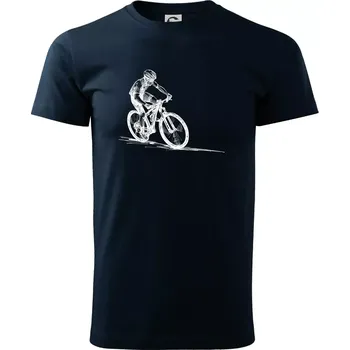Pánské tričko MTB kreslený cyklista - Triko extra velké (5-8XL) - 6XL ( Námořní modrá (velmi tmavá - téměř černá) )