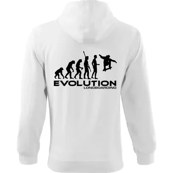 Pánská mikina Evoluce longboard jump - Mikina s kapucí na zip trendy zipper - S ( Bílá )