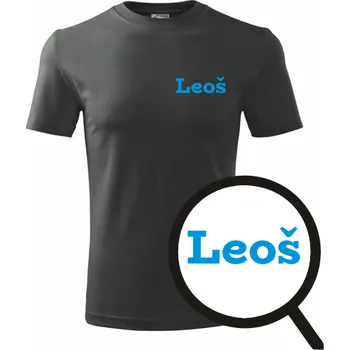 Pánská móda Grafitové tričko Leoš - tričko se jménem - barva antracit - velikost XXXL