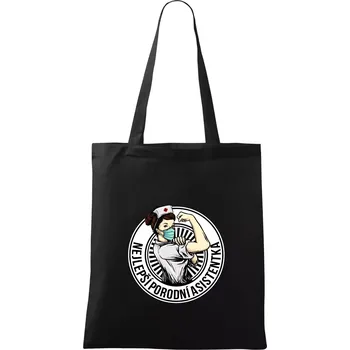 Nákupní taška Nejlepší porodní asistentka - Taška bavlněná - 42 x 38 cm ( Černá )