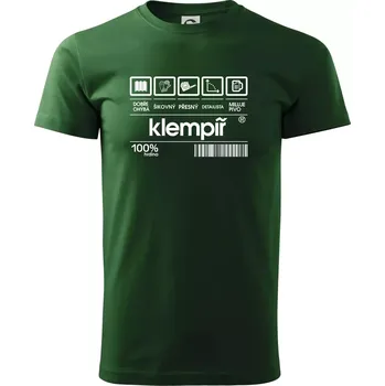 Pánské tričko Čárový kód - klempíř - Triko extra velké (5-8XL) - 7XL ( Lahvově zelená )