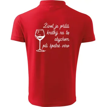 Pánská košile Život je příliš krátký - sklenička - Polokošile pánská Pique Polo 203 - L ( Červená )