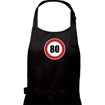 Kuchyňská zástěra Dopravní značka - omezení rychlosti 80 - Pánská zástěra na vaření - Univerzální velikost ( Černá )