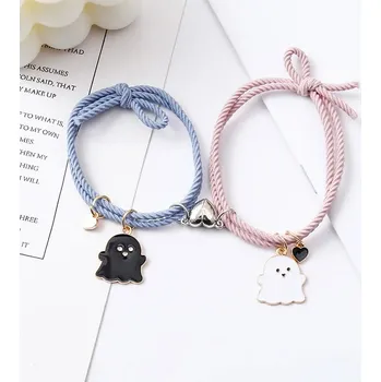 Náramek 2 ks Pletený magnetický párový náramek srdce | doplňky přátelství - 5