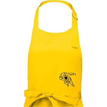 Kuchyňská zástěra Judo nápis + postavy - Pánská zástěra na vaření - Univerzální velikost ( Žlutá )