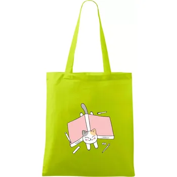 Učení na státnice kočka - Taška bavlněná - 42 x 38 cm ( Limetková )