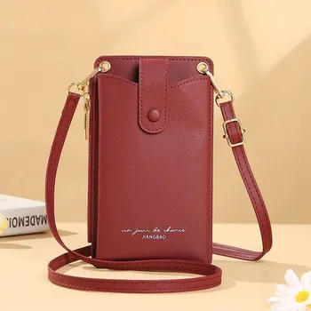 Peněženka Dámská mobilní cestovní peněženka se zipem | dámská peněženka, pouzdro na pas - Styl 2 - tmavě růžová