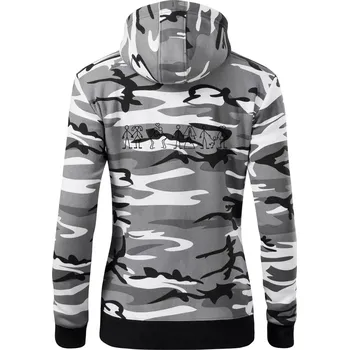 Dámská mikina Evoluce vztahu - Dámská mikina trendy zipper s kapucí - XS ( Šedý maskáč )