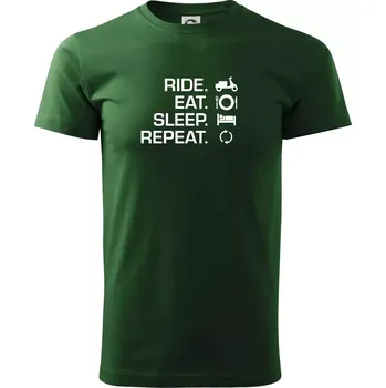 Ride Eat Sleep Repeat moto skútr - Triko extra velké (5-8XL) - 6XL ( Lahvově zelená )