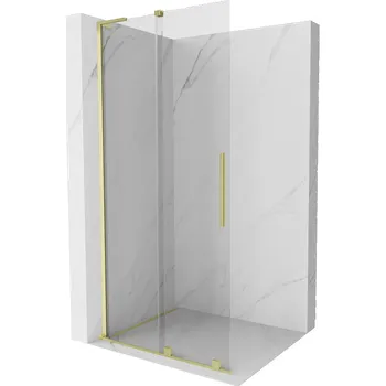 Mexen Velar L posuvná sprchová stěna Walk-in 100 x 200 cm, průhledná 8 mm, zlatý kartáčovaný povrch - 871-100-003-03-55 Sprchové stěny