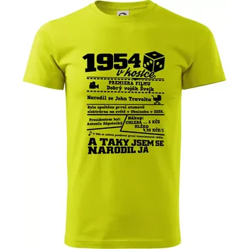 Pánské tričko 1954 v kostce - Klasické pánské triko vyšší gramáže - 2XL ( Limetková )