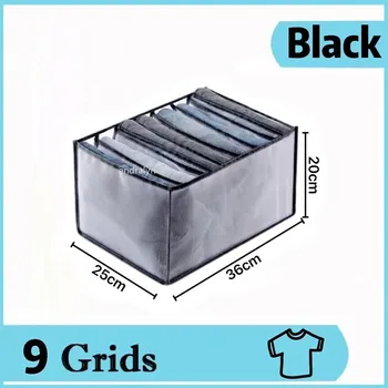 Úložný box Praktický zásuvkový organizér na spodní prádlo | organizér, úložný box - černá trička s motivem 9 mřížek