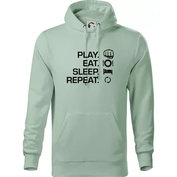 Pánská mikina MMA eat sleep repeat - Mikina pánská Cape s kapucí - 5XL ( Sage )