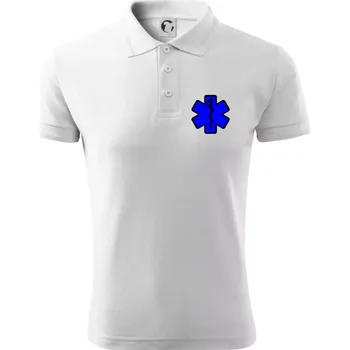 Pánská košile Rescue - Hvězda na prsu + nápis na zádech - Polokošile pánská Pique Polo 203 - 4XL ( Bílá )