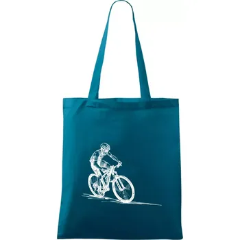 MTB kreslený cyklista - Taška bavlněná - 42 x 38 cm ( Petrolejová )