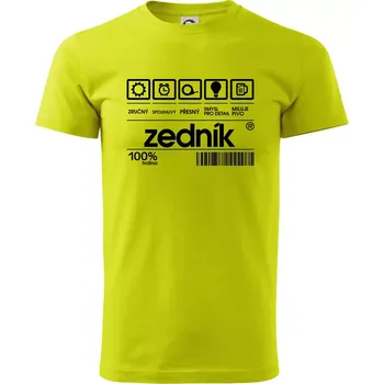 Pánské tričko Čárový kód zedník - Klasické pánské triko vyšší gramáže - 4XL ( Limetková )