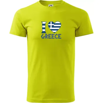 I love Greece - Klasické pánské triko vyšší gramáže - XS ( Limetková )