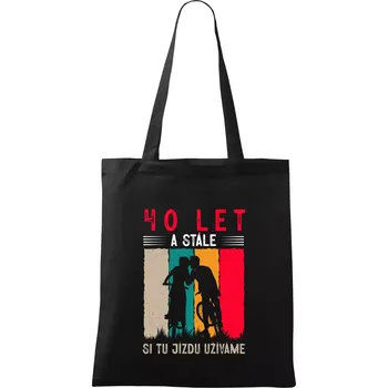 Nákupní taška Výročí cyklista 40 - Taška bavlněná - 42 x 38 cm ( Černá )