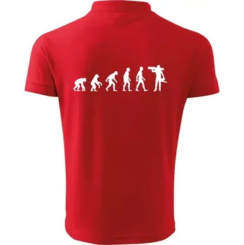 Pánská košile Evoluce dřevorubec - pila a kmen - Polokošile pánská Pique Polo 203 - 4XL ( Červená )
