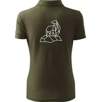 Geometrie lední medvěd na ledu - Polokošile dámská Pique Polo - 2XL ( Military )