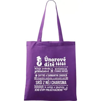 Narozeniny únor - Taška bavlněná - 42 x 38 cm ( Fialová )