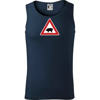 Dopravní značka - Pozor prase domácí - Tílko pánské Core - 2XL ( Námořní modrá (velmi tmavá - téměř černá) )