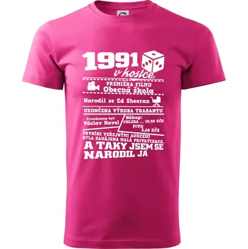 Pánské tričko 1991 v kostce - Klasické pánské triko vyšší gramáže - XS ( Purpurová )