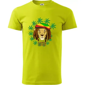 Rasta Lion - Klasické pánské triko vyšší gramáže - XS ( Limetková )
