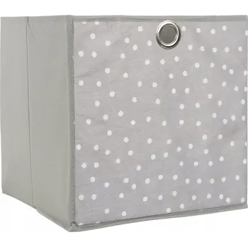 Úložný box Látkový úložný box šedý s bílými tečkami