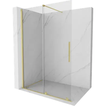 Mexen Velar posuvná sprchová stěna Walk-in 140 x 200 cm, transparentní 8 mm, zlatá kartáčovaná - 871-140-000-03-55 Sprchové stěny
