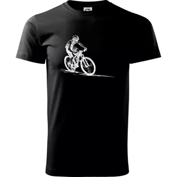Pánské tričko MTB kreslený cyklista - Triko extra velké (5-8XL) - 7XL ( Černá )