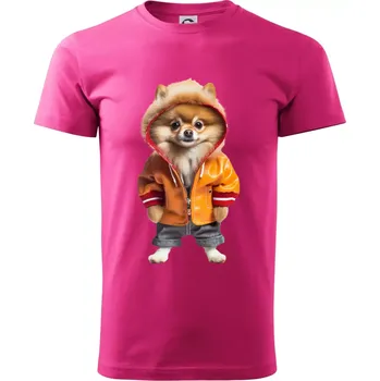 Pánské tričko Pomeranian v bundě - Klasické pánské triko vyšší gramáže - L ( Purpurová )