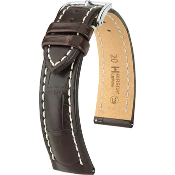 Módní doplněk Kožený řemínek Hirsch Capitano L 04807019-2, hnědý, aligátoří kůže, délka L, Quick Release